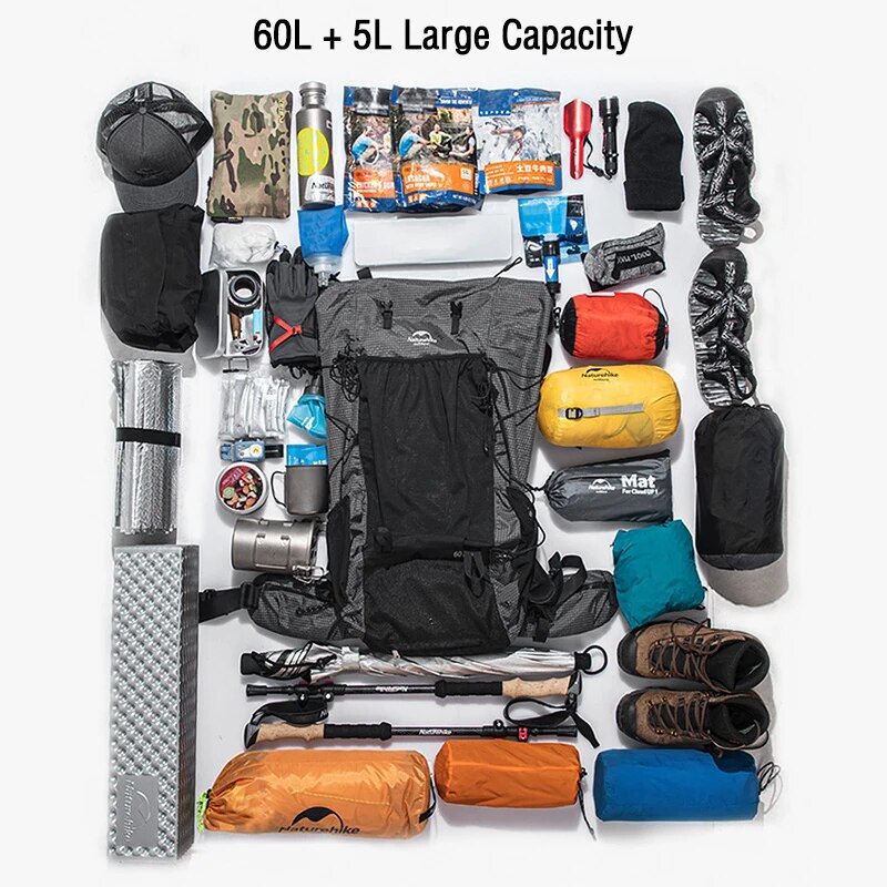 Wanderrucksack 60+5L – Ergonomisch & Wasserdicht