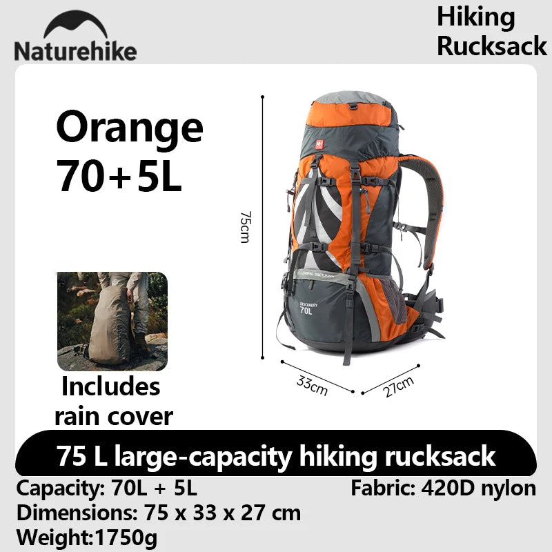 Wanderrucksack 70L Entdeckerstolz – Air-Flow & Regenhülle