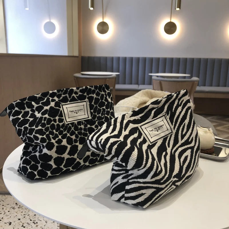 Kulturtasche Damen Leopard Canvas – Wasserdicht & Groß