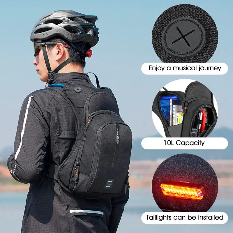 Ultraleichter Fahrradrucksack 10L – mit Trinksystem & Reflexstreifen