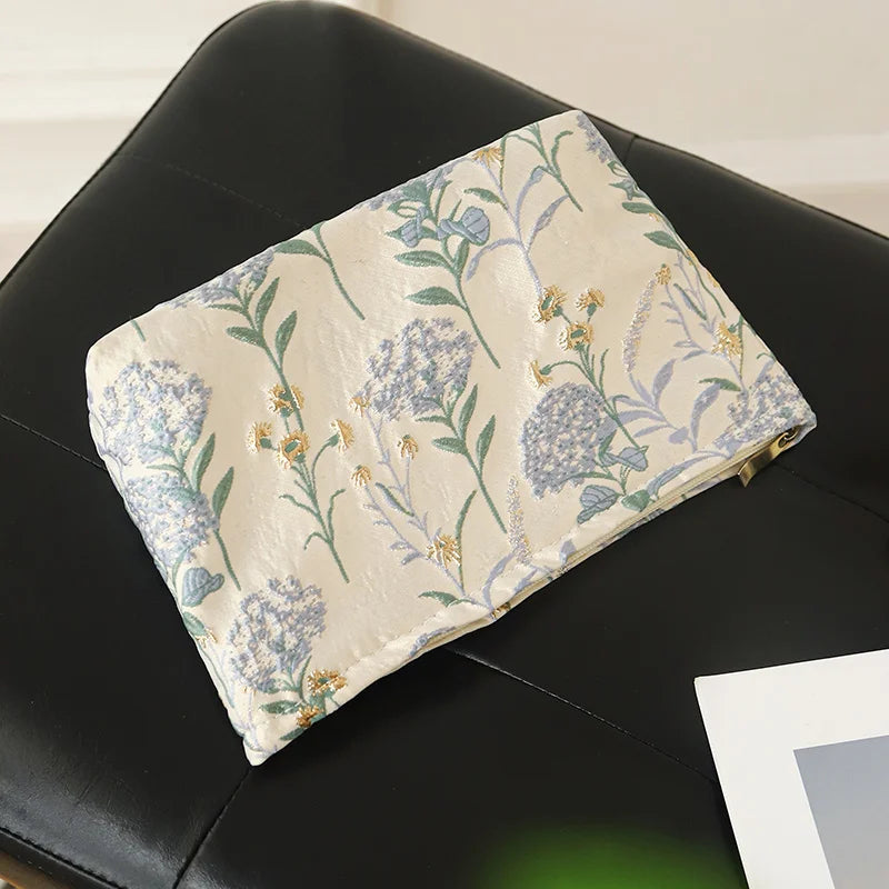 Kosmetiktasche Canvas – Blumenmuster blau