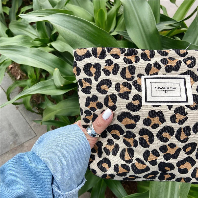 Kulturtasche Damen Leopard Canvas – Wasserdicht & Groß