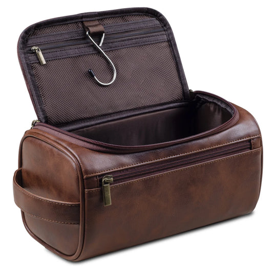 Kulturtasche Herren Leder-Optik zum Aufhängen – Vintage