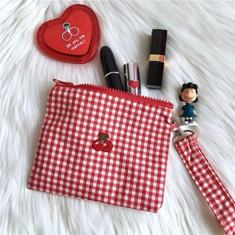 Schminktasche Kirsche Canvas – Kosmetiktasche mit Griff