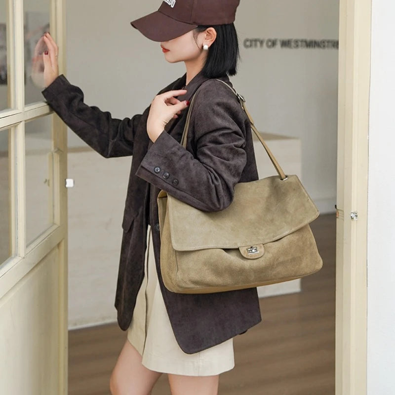 Ledertasche Damen Vintage – Rindsleder matt & Wildleder