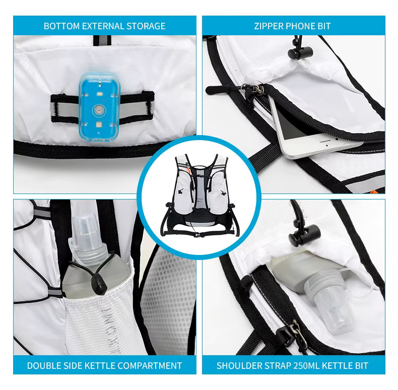 Lauf- & Fahrradrucksack 18L – Trinksystem & 360° Reflektoren