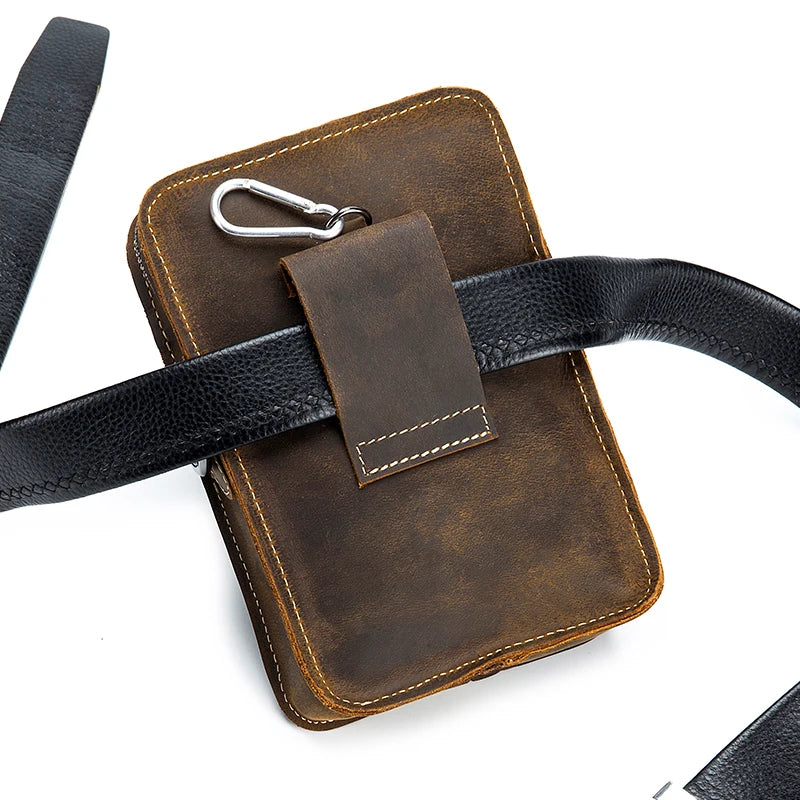 Leder-Gürteltasche Crazy Horse – Handy & Crossbody
