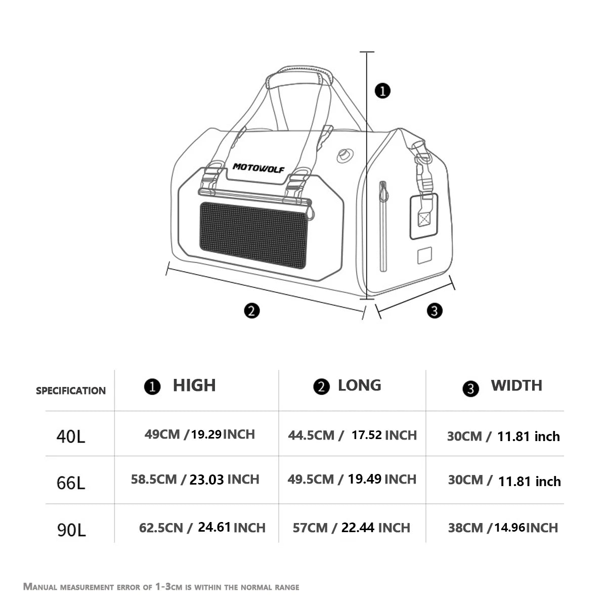 Motorradgepäcktasche wasserdicht – 40L/66L/90L Motorradhecktasche