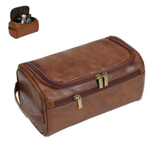 Kulturtasche Leder mit Haken – Hängend für Reise & Bad