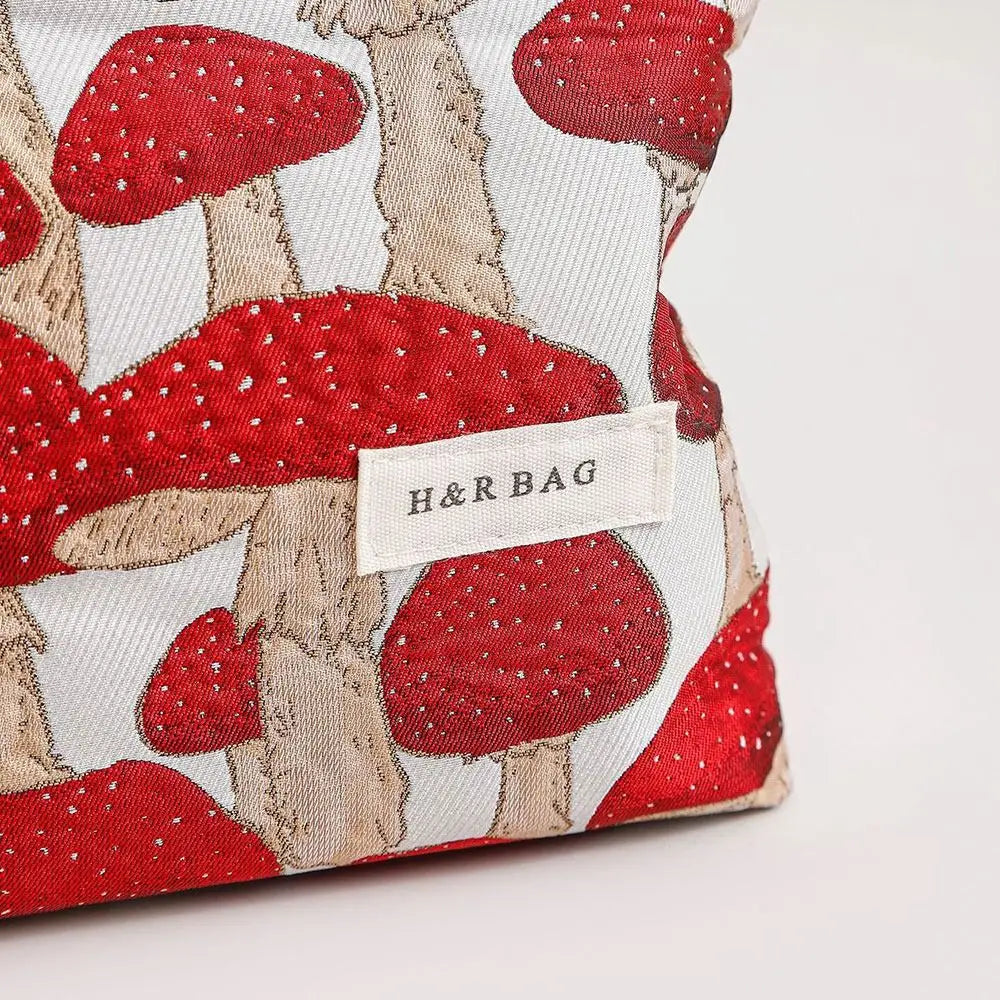 Kosmetiktasche Canvas – Pilzmotiv rot (M/L)