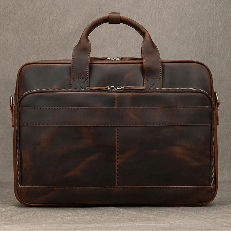 Aktentasche Leder Herren mit Laptopfach 15,6 Zoll braun