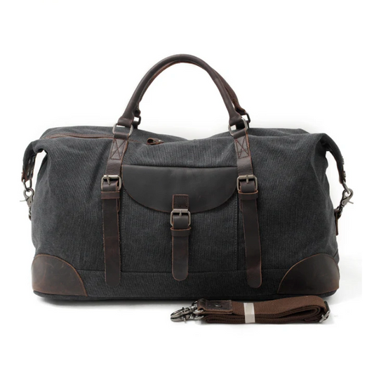 Vintage Weekender – Canvas Reisetasche mit Lederdetails, 35 L