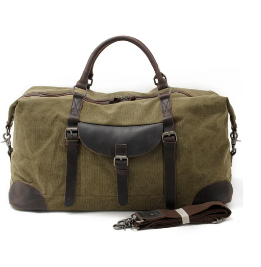 Vintage Weekender – Canvas Reisetasche mit Lederdetails, 35 L