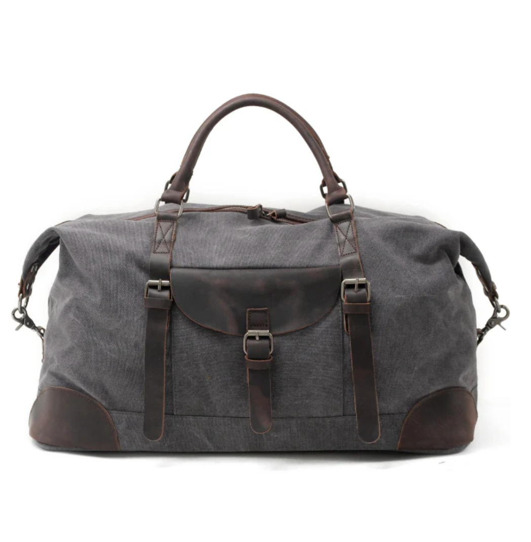 Vintage Weekender – Canvas Reisetasche mit Lederdetails, 35 L