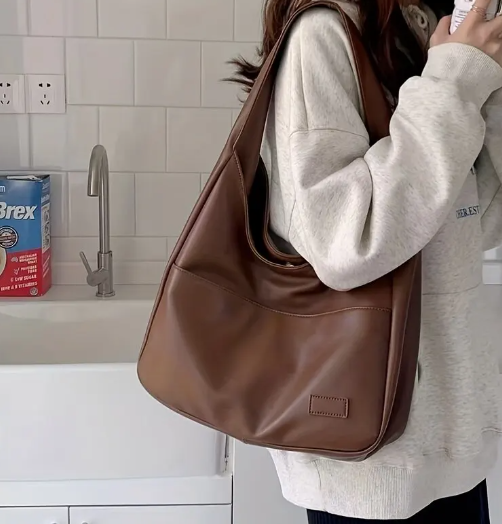 Braun-Schwarze Leder Handtasche – Zeitlos, Elegant & Mit Verstellbarem Schulterriemen