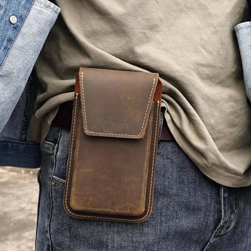 Gürteltasche Herren Leder – Vintage Handytasche XXL