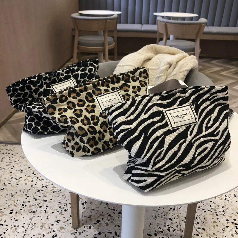 Kulturtasche Damen Leopard Canvas – Wasserdicht & Groß
