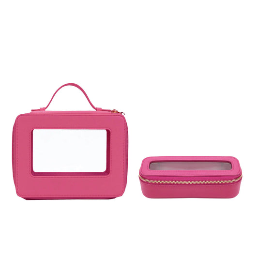 Kulturtasche Set Echtleder – Saffiano-Prägung & PVC