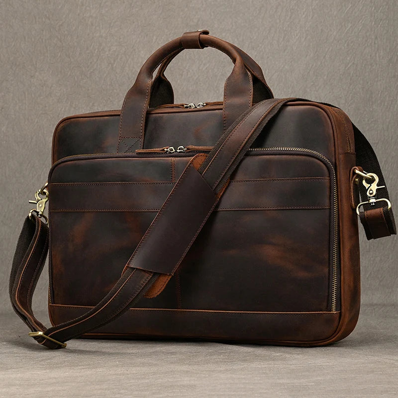 Aktentasche Leder Herren mit Laptopfach 15,6 Zoll braun
