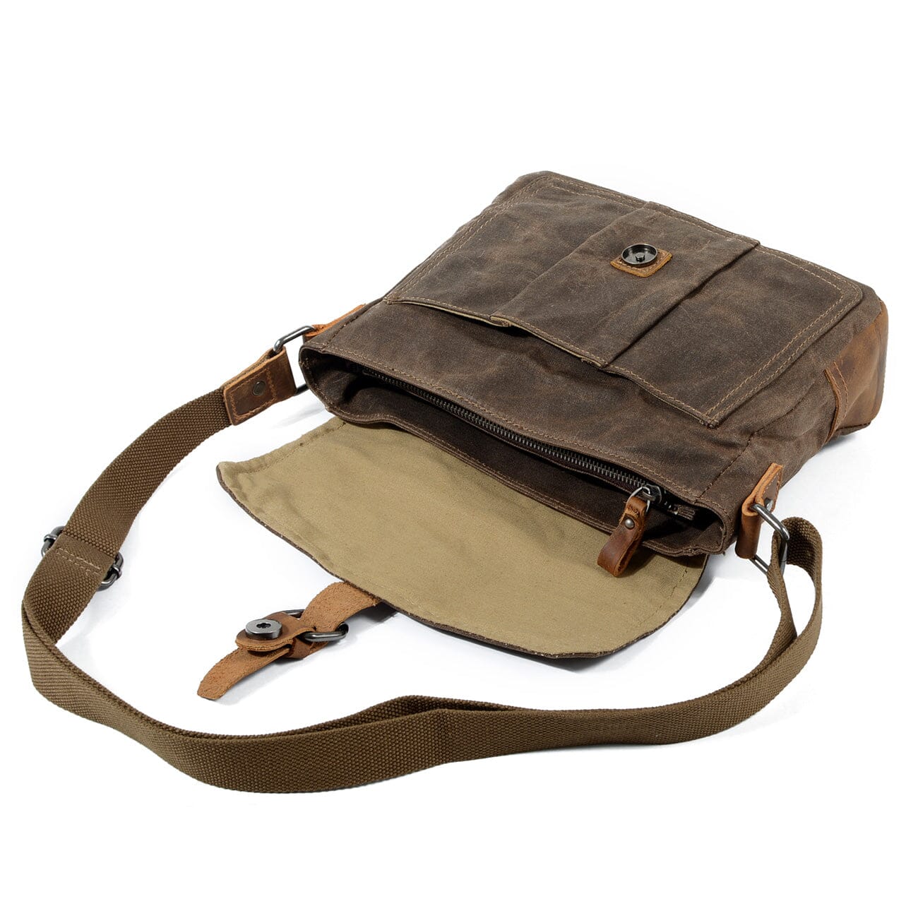 Vintage Messenger Bag – Gewachstes Canvas & Leder, Satchel 4L