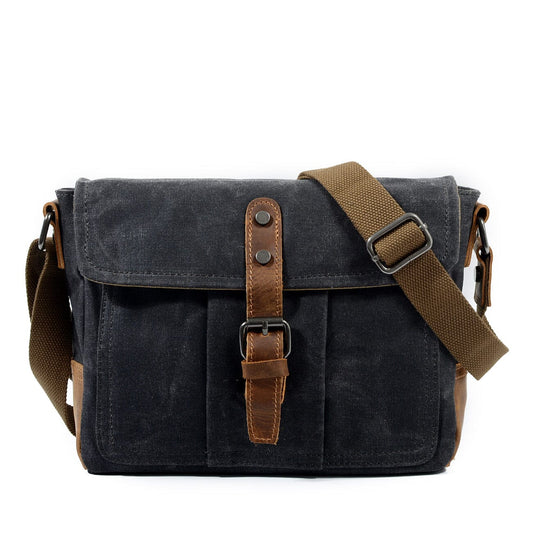 Vintage Messenger Bag – Gewachstes Canvas & Leder, Satchel 4L