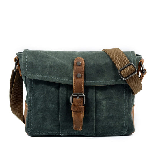 Vintage Messenger Bag – Gewachstes Canvas & Leder, Satchel 4L