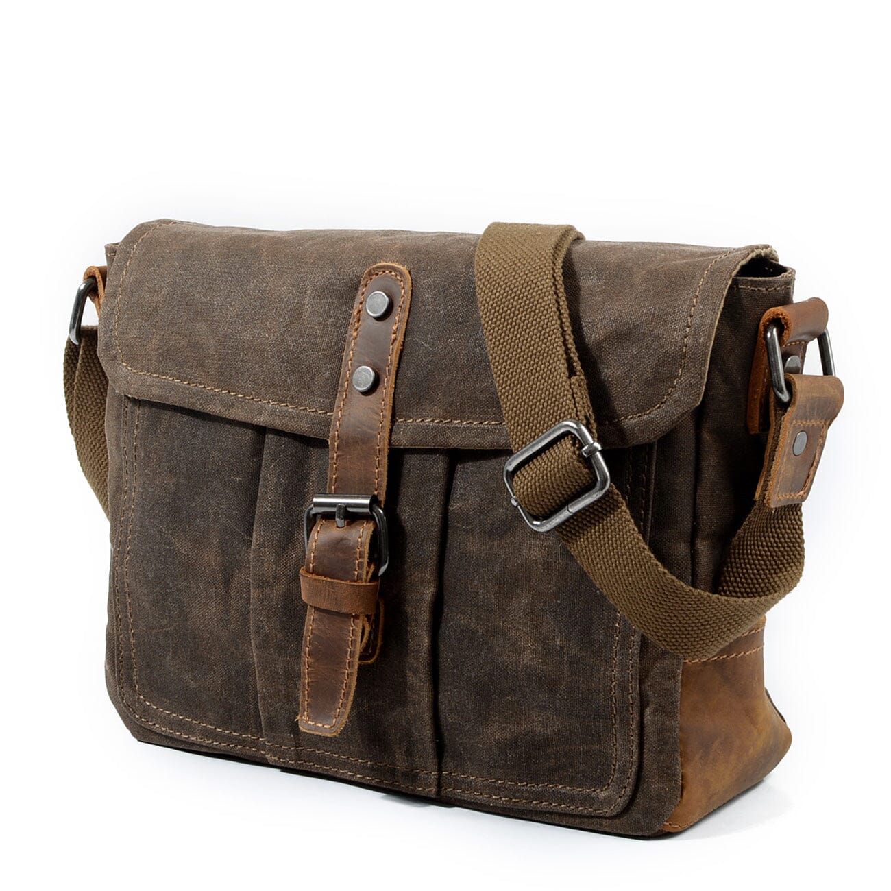 Vintage Messenger Bag – Gewachstes Canvas & Leder, Satchel 4L