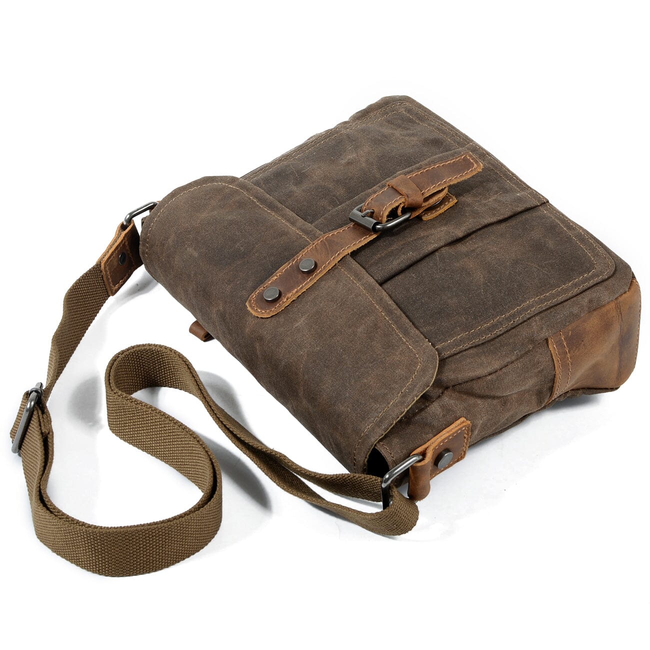 Vintage Messenger Bag – Gewachstes Canvas & Leder, Satchel 4L