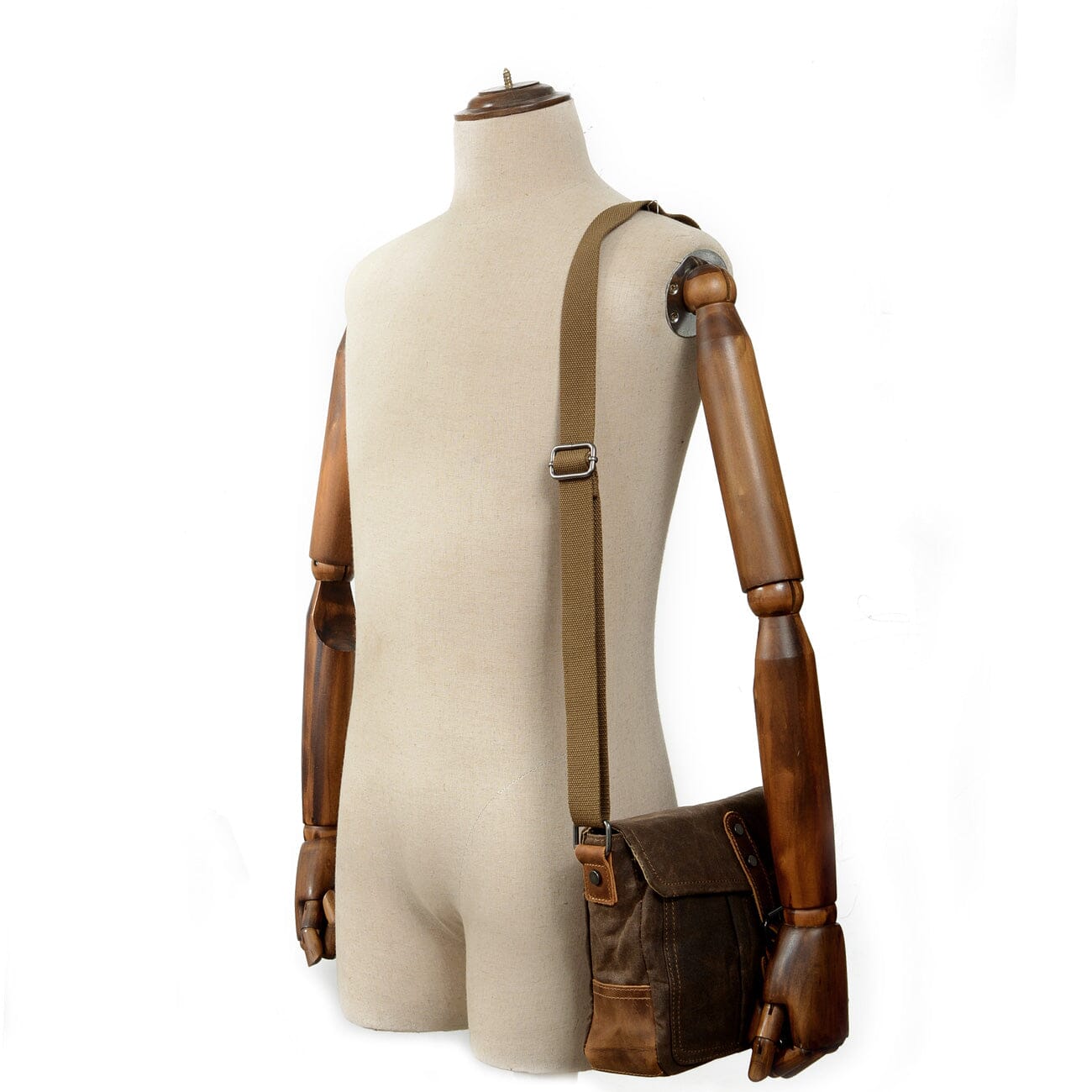 Vintage Messenger Bag – Gewachstes Canvas & Leder, Satchel 4L
