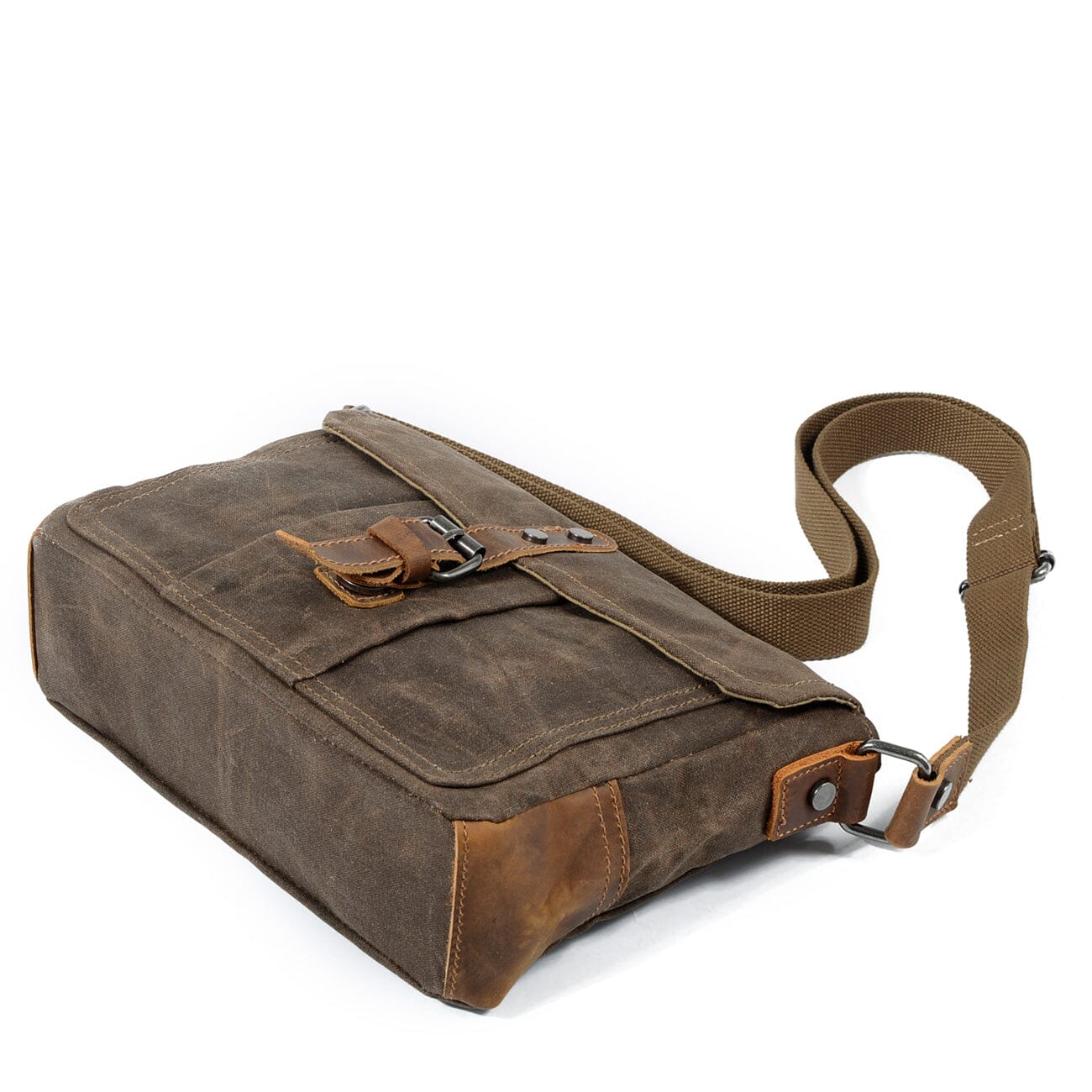 Vintage Messenger Bag – Gewachstes Canvas & Leder, Satchel 4L