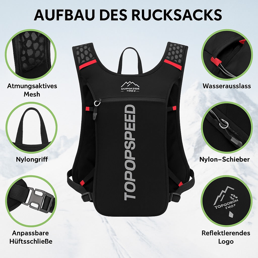 Leichter Trinkrucksack mit 2L Wasserblase – Ideal für Sport & Outdoor