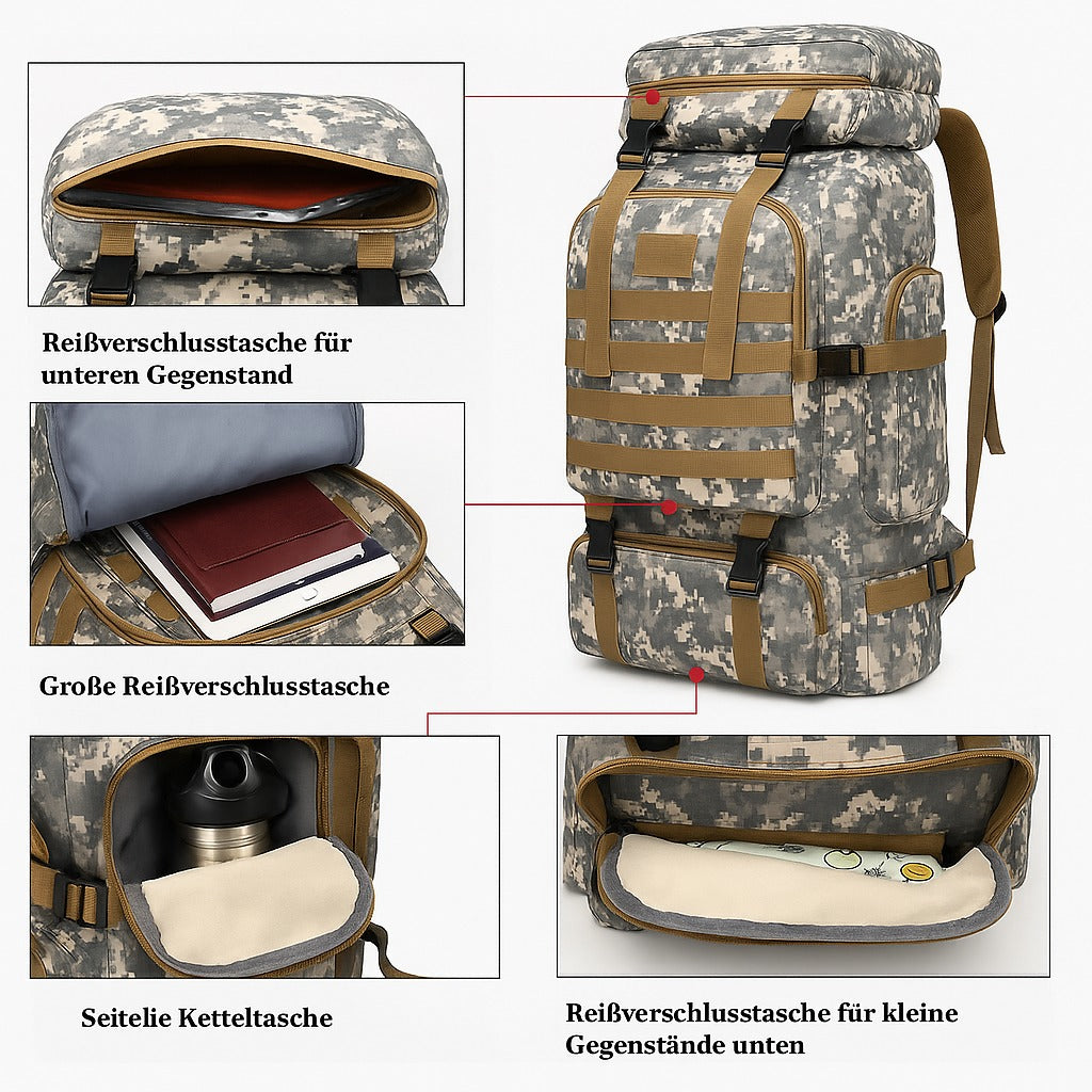 Rucksack 80 Litre – robust, wasserbeständig & ergonomisch