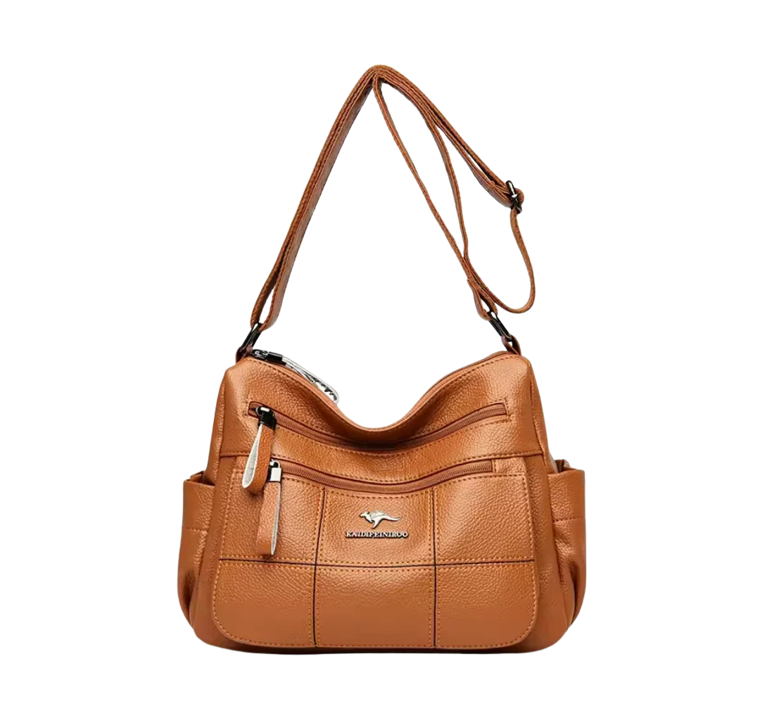 Edle Reißverschluss-Umhängetasche Damen aus veganem Leder 8L. Geräumig, komfortabel und vielseitig – perfekt für Alltag, Reisen und Freizei.
