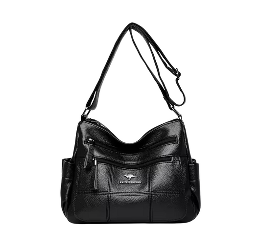 Edle Reißverschluss-Umhängetasche Damen aus veganem Leder 8L. Geräumig, komfortabel und vielseitig – perfekt für Alltag, Reisen und Freizei.