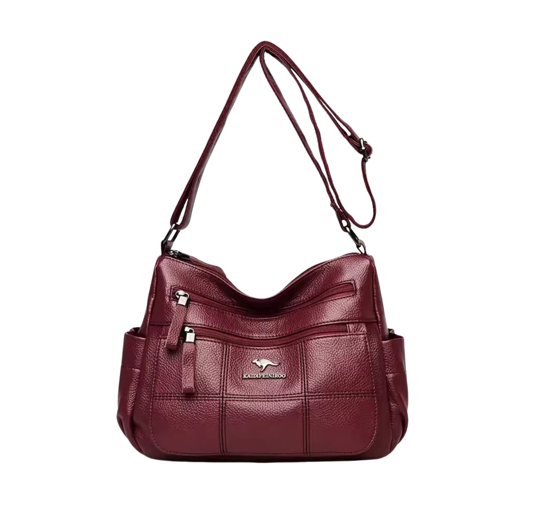 Edle Reißverschluss-Umhängetasche Damen aus veganem Leder 8L. Geräumig, komfortabel und vielseitig – perfekt für Alltag, Reisen und Freizei.
