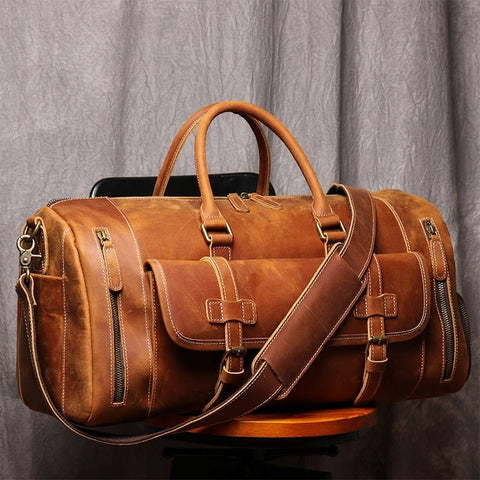 Weekender Leder Herren – Büffelleder Reisetasche mit Schuhfach 24L
