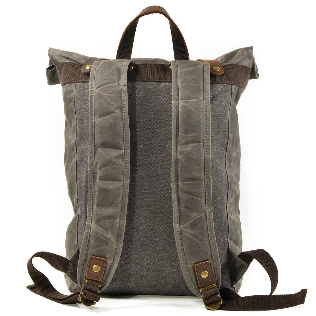 Vintage Rolltop Rucksack – Gewachstes Canvas & Lederdetails 20L