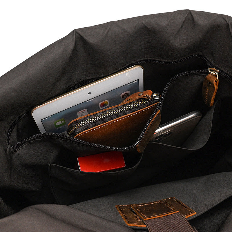 Rolltop Leder Rucksack 20L Indoro – Vintage Echtleder Backpack