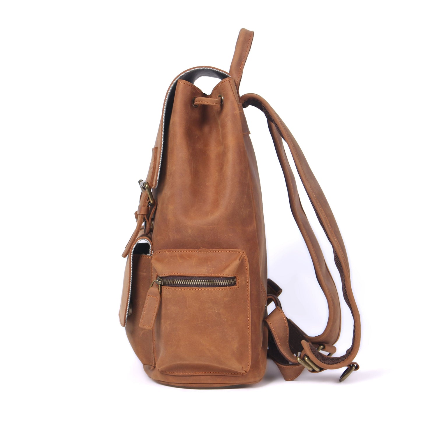 Leder Turnbeutel Rucksack 14L Darven – Vintage Backpack aus Echtleder