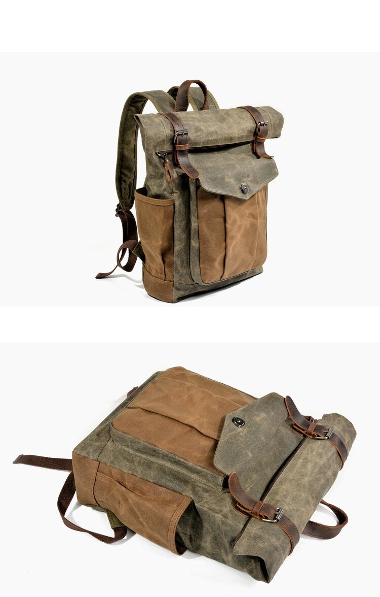 Vintage Rucksack Herren aus Canvas & Leder – Modell Bastian