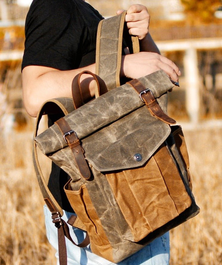 Vintage Rucksack Herren aus Canvas & Leder – Modell Bastian