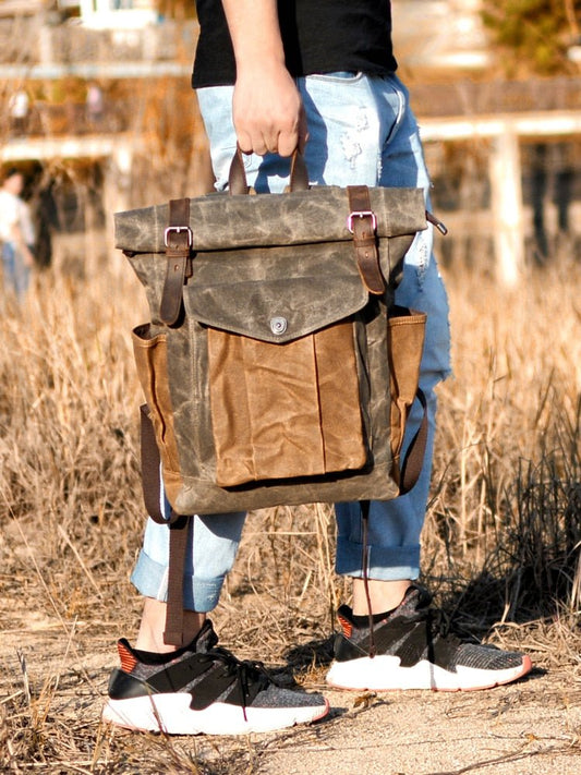 Vintage Rucksack Herren aus Canvas & Leder – Modell Bastian