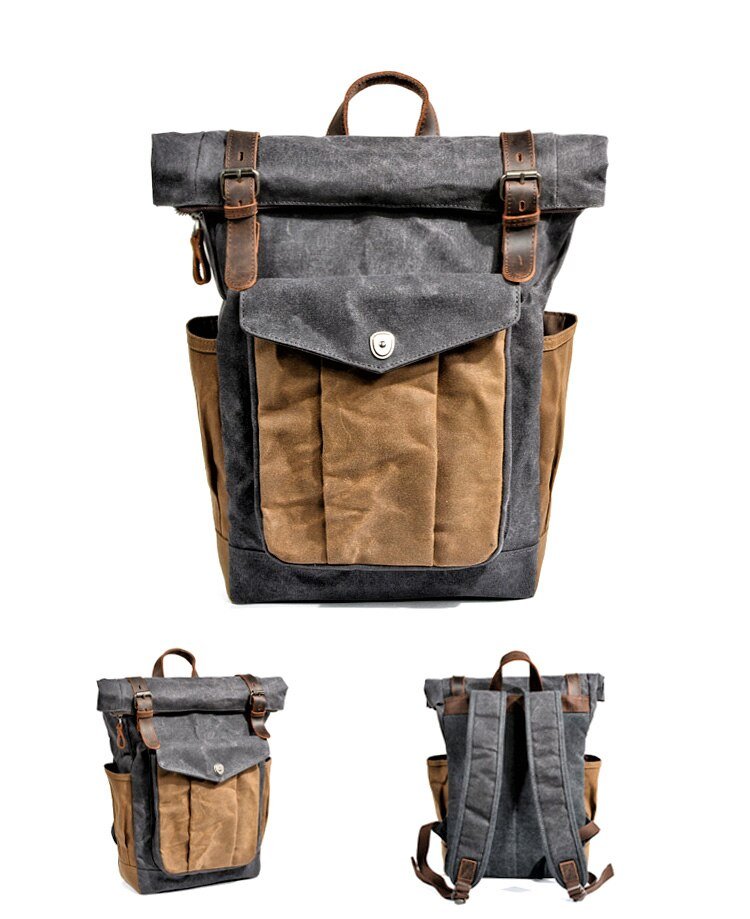 Vintage Rucksack Herren aus Canvas & Leder – Modell Bastian