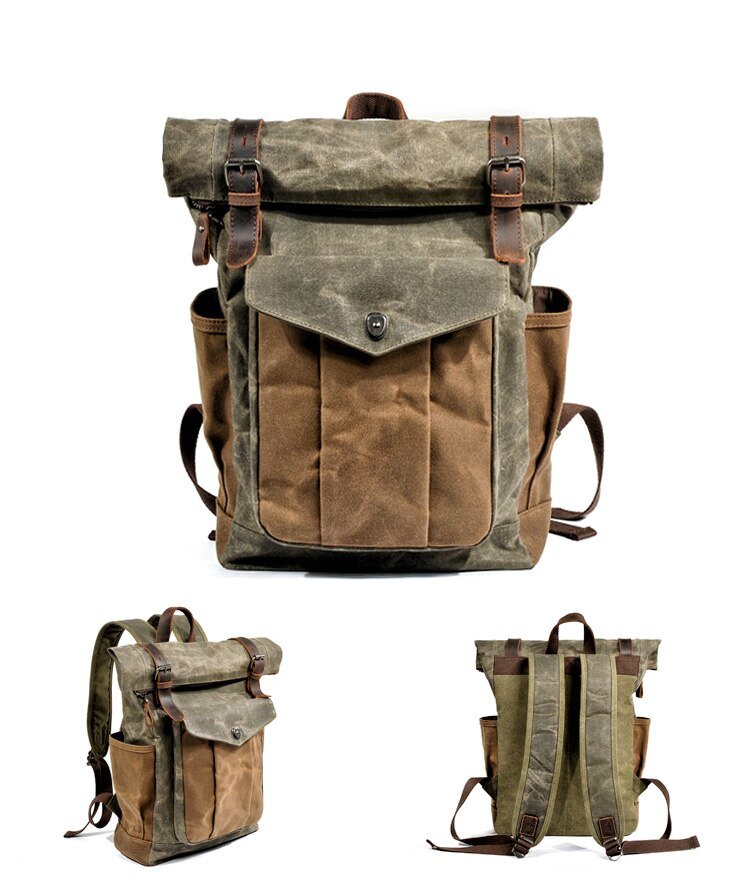 Vintage Rucksack Herren aus Canvas & Leder – Modell Bastian