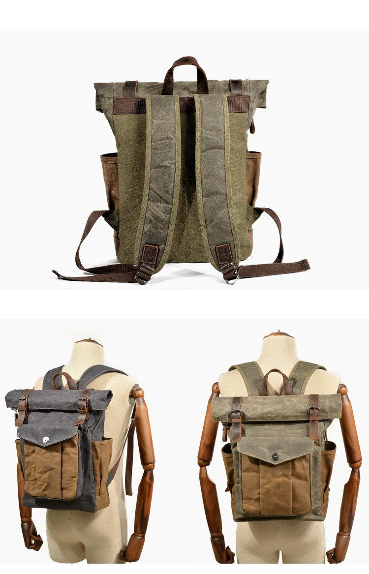 Vintage Rucksack Herren aus Canvas & Leder – Modell Bastian