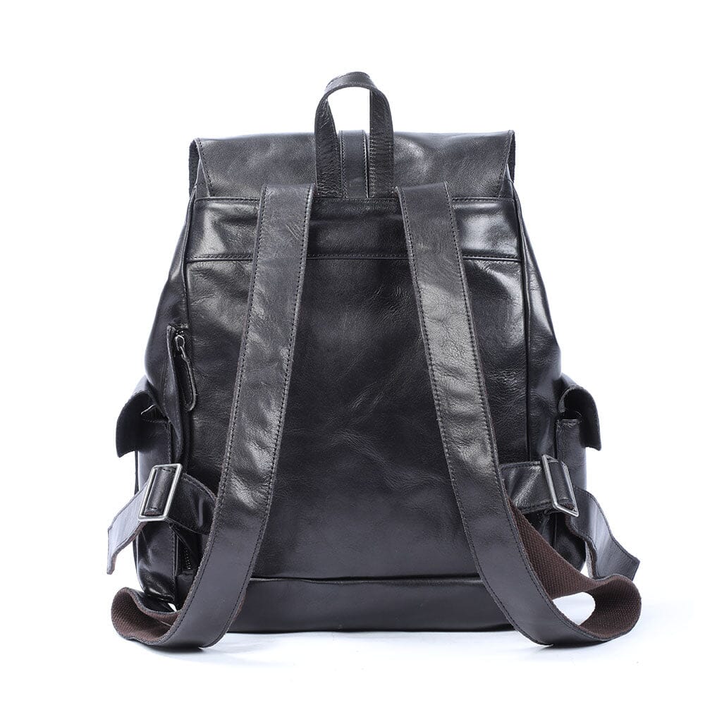 Kleiner schwarzer Leder Rucksack 12L Velaro – Vintage Daypack