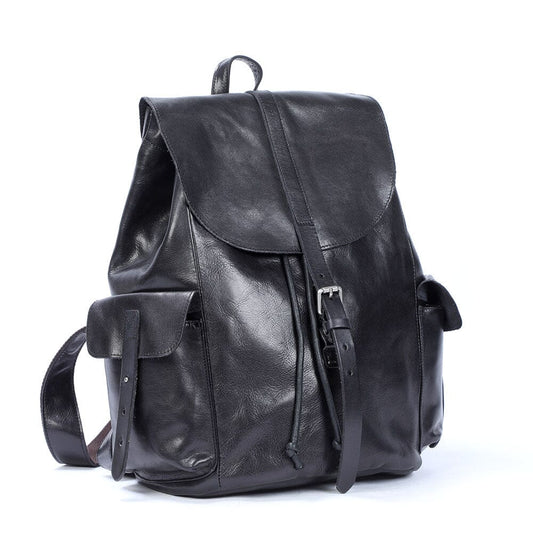 Kleiner schwarzer Leder Rucksack 12L Velaro – Vintage Daypack