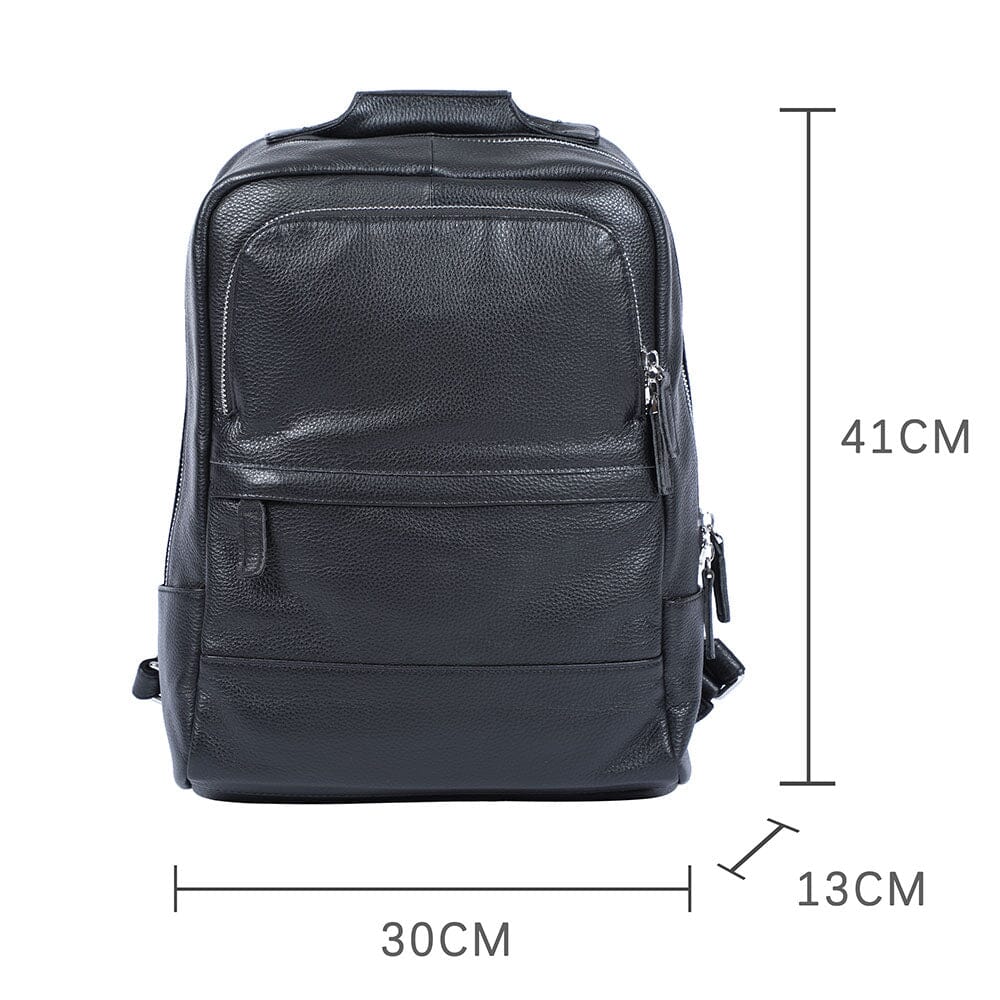 Schwarzer Leder Rucksack 16L Nocteris – Urban Backpack aus Echtleder