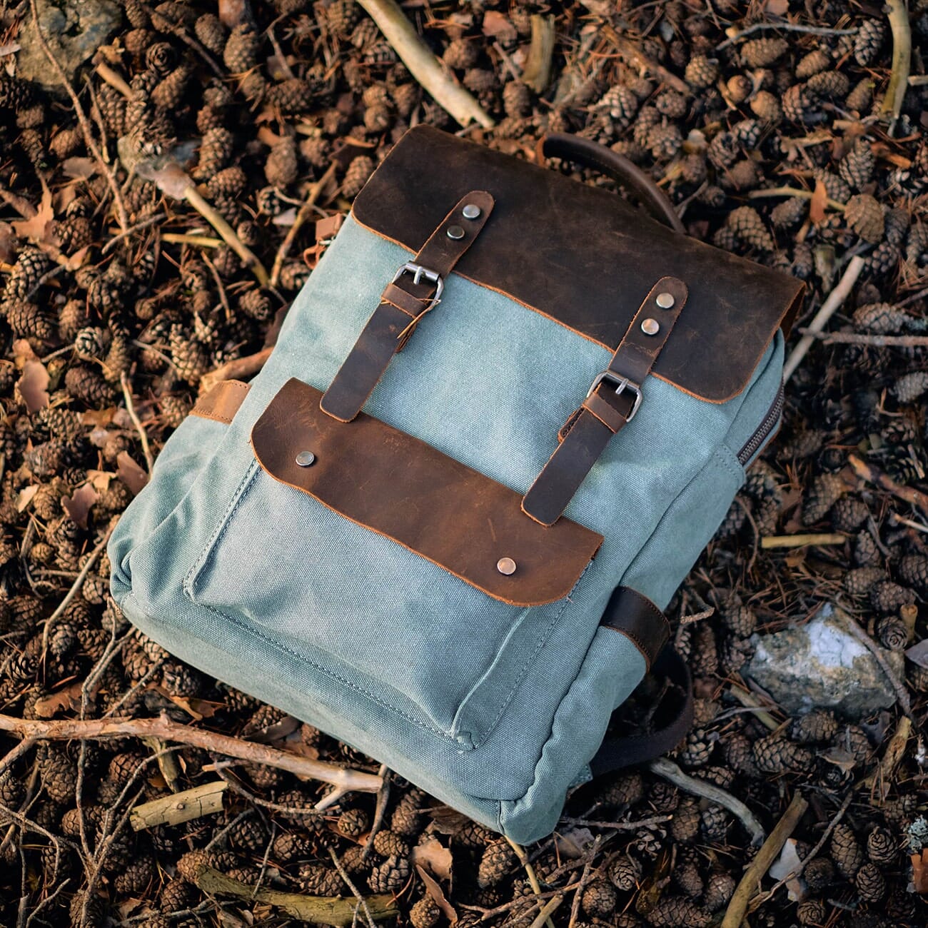 Canvas Tasche Norwegen – Vintage Rucksack für Laptop & Reisen 16L