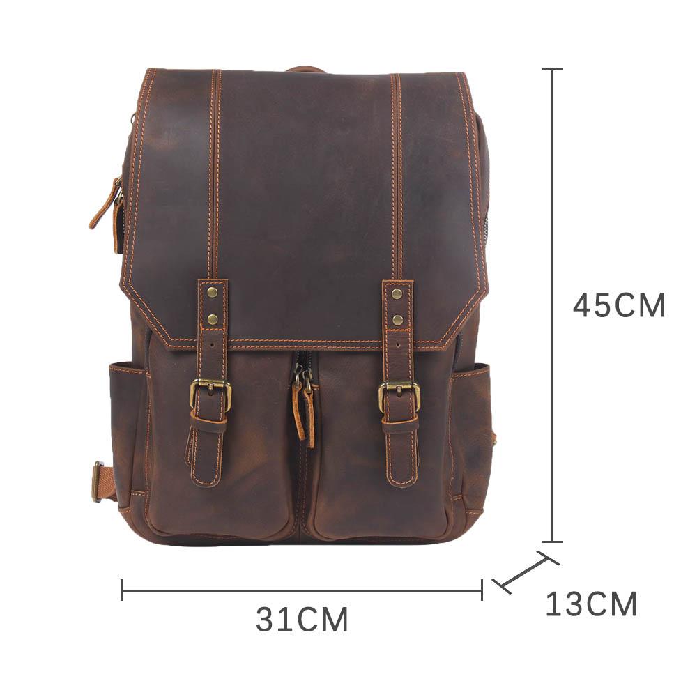 Brown Leather Rucksack BJORVIK 18L – Vintage Lederrucksack Unisex